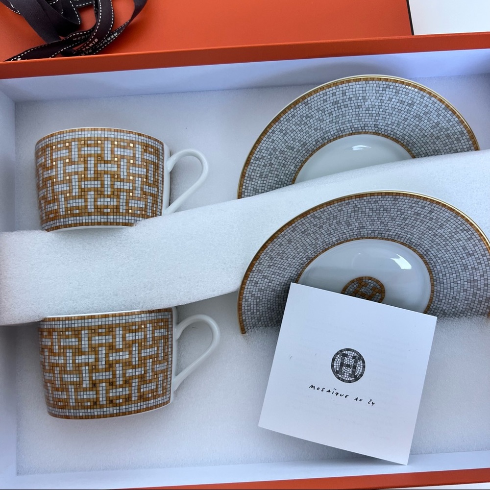 Hermes Mosaic Expresso cup & saucer set of 2